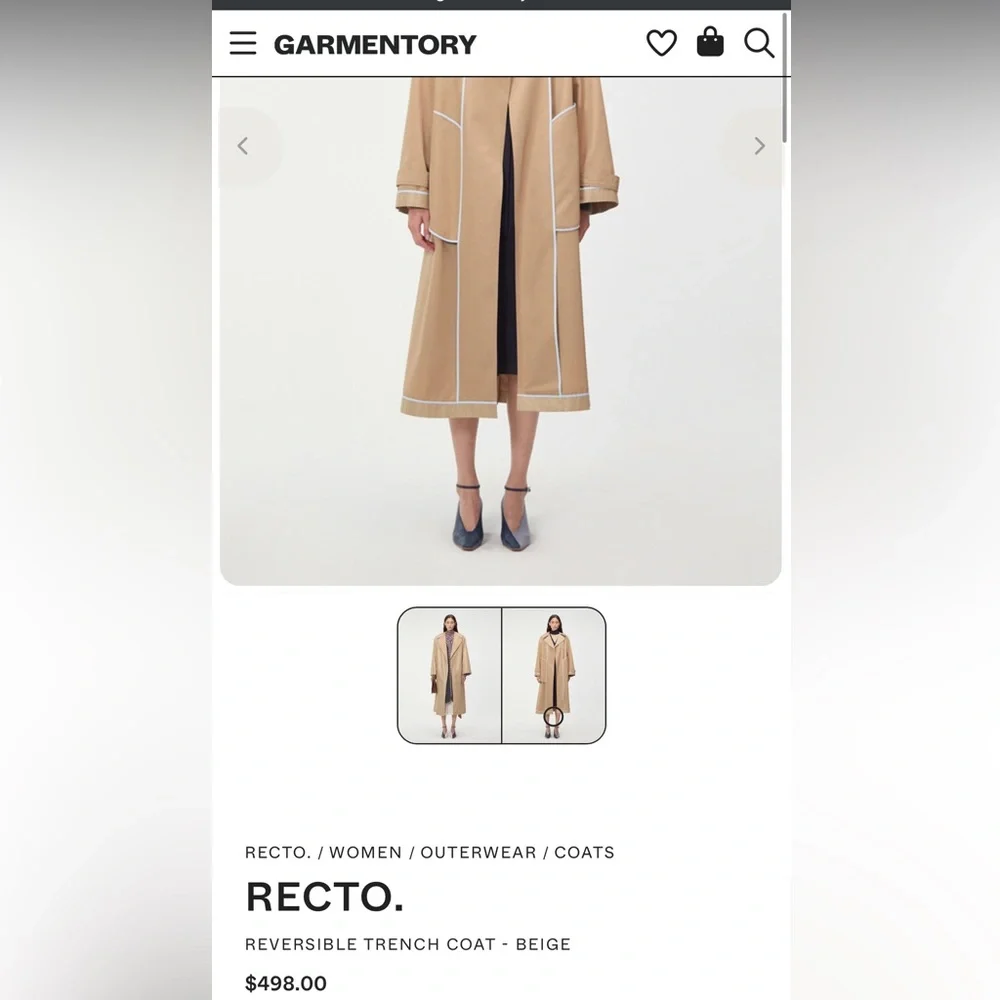 NWT Recto Reversible Trench Coat - Picture 3 of 5